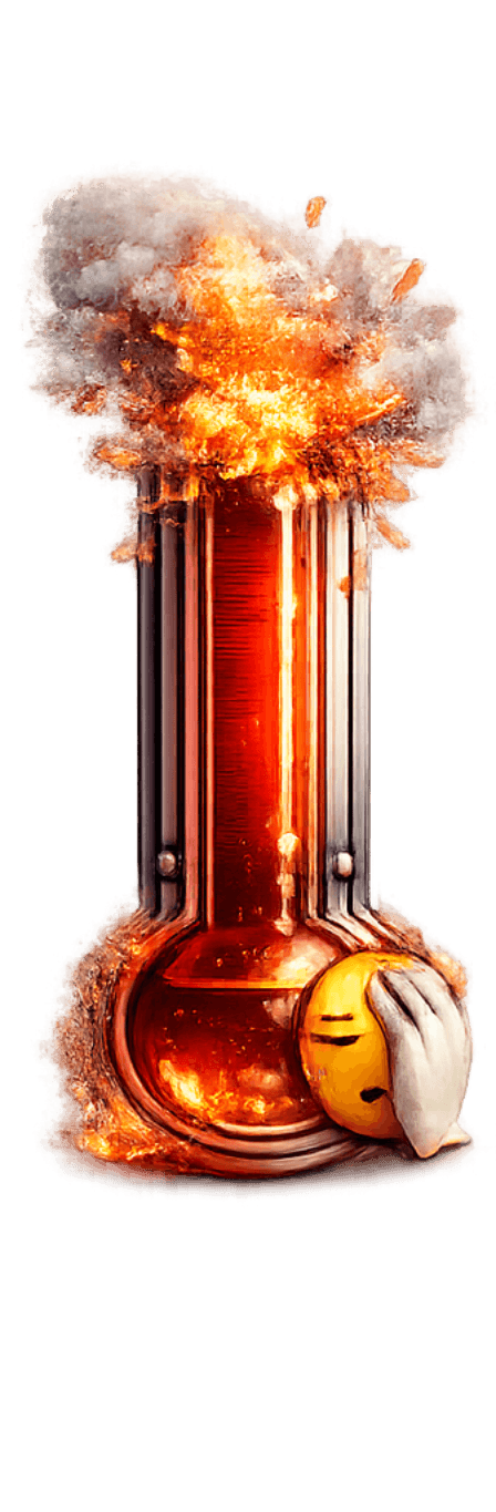 Exploded thermometer representing a confirmed active invasion